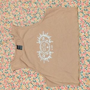 Tan "Le Soleil" Crop Tank Top